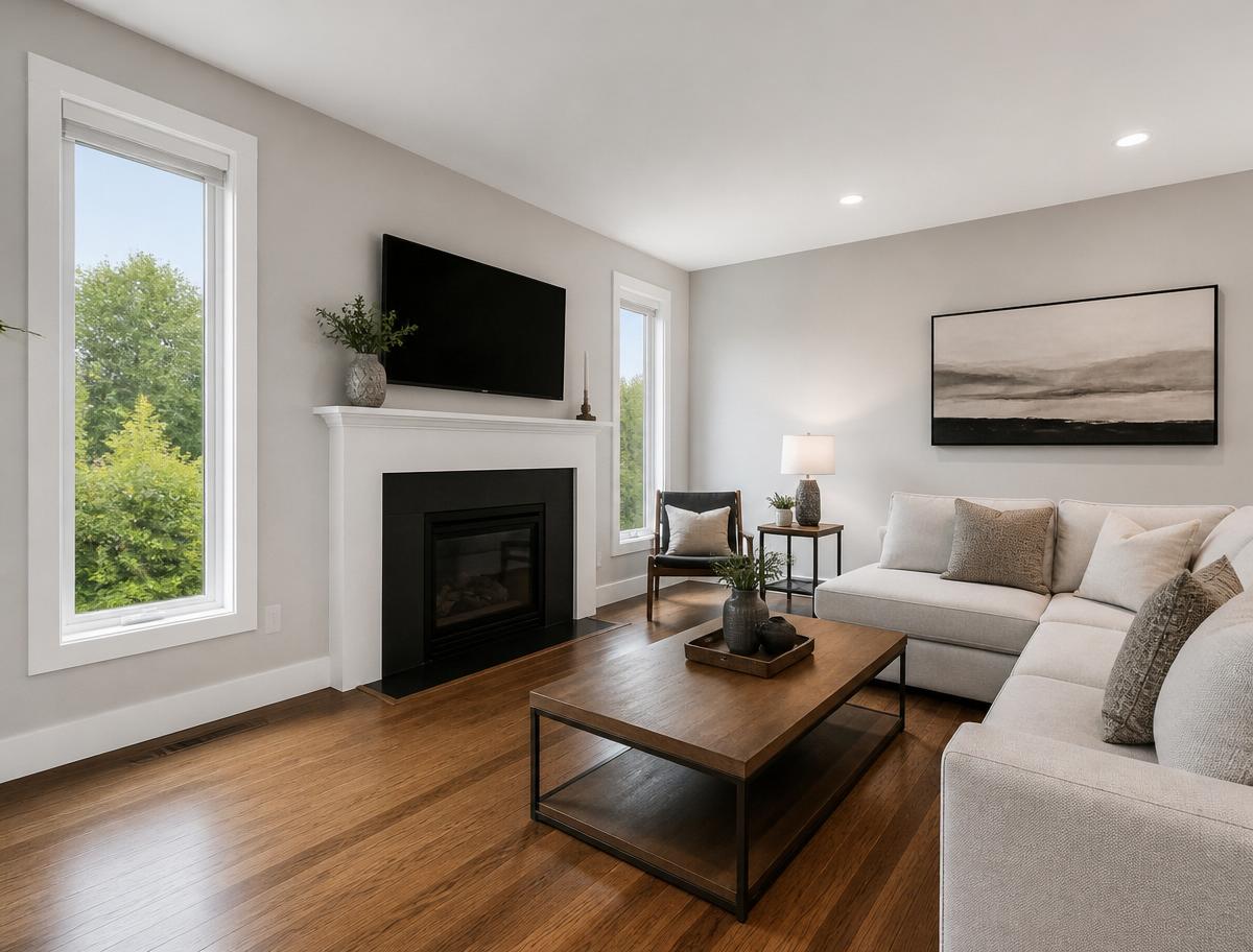 Modern residential living room after professional cleaning