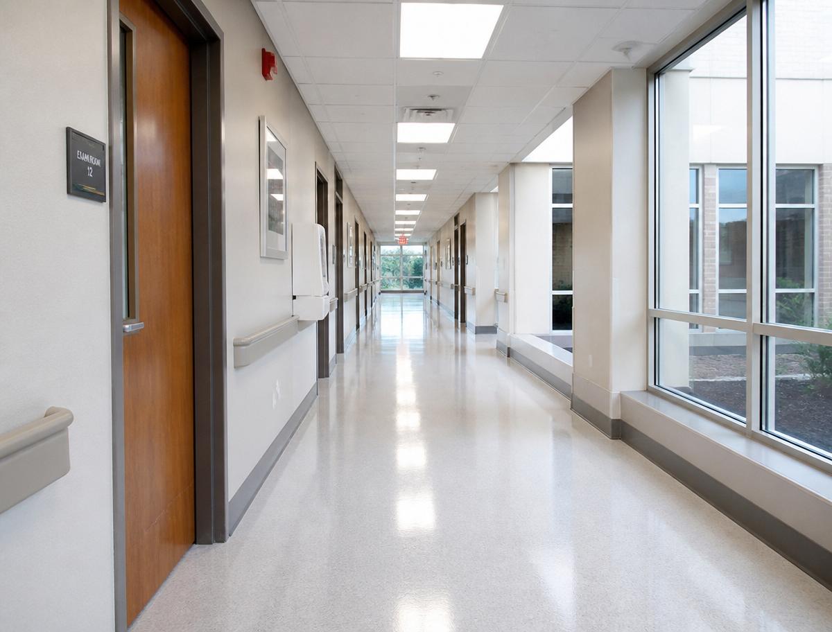 Sanitized medical facility corridor