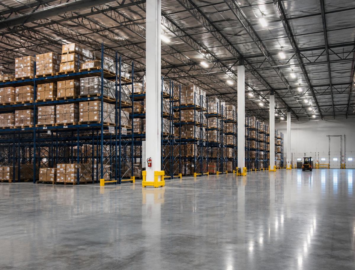 Commercial warehouse polished concrete floors